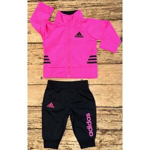 Adidas baby 3M tracksuit neon pink black 2 Pc Jacket pants